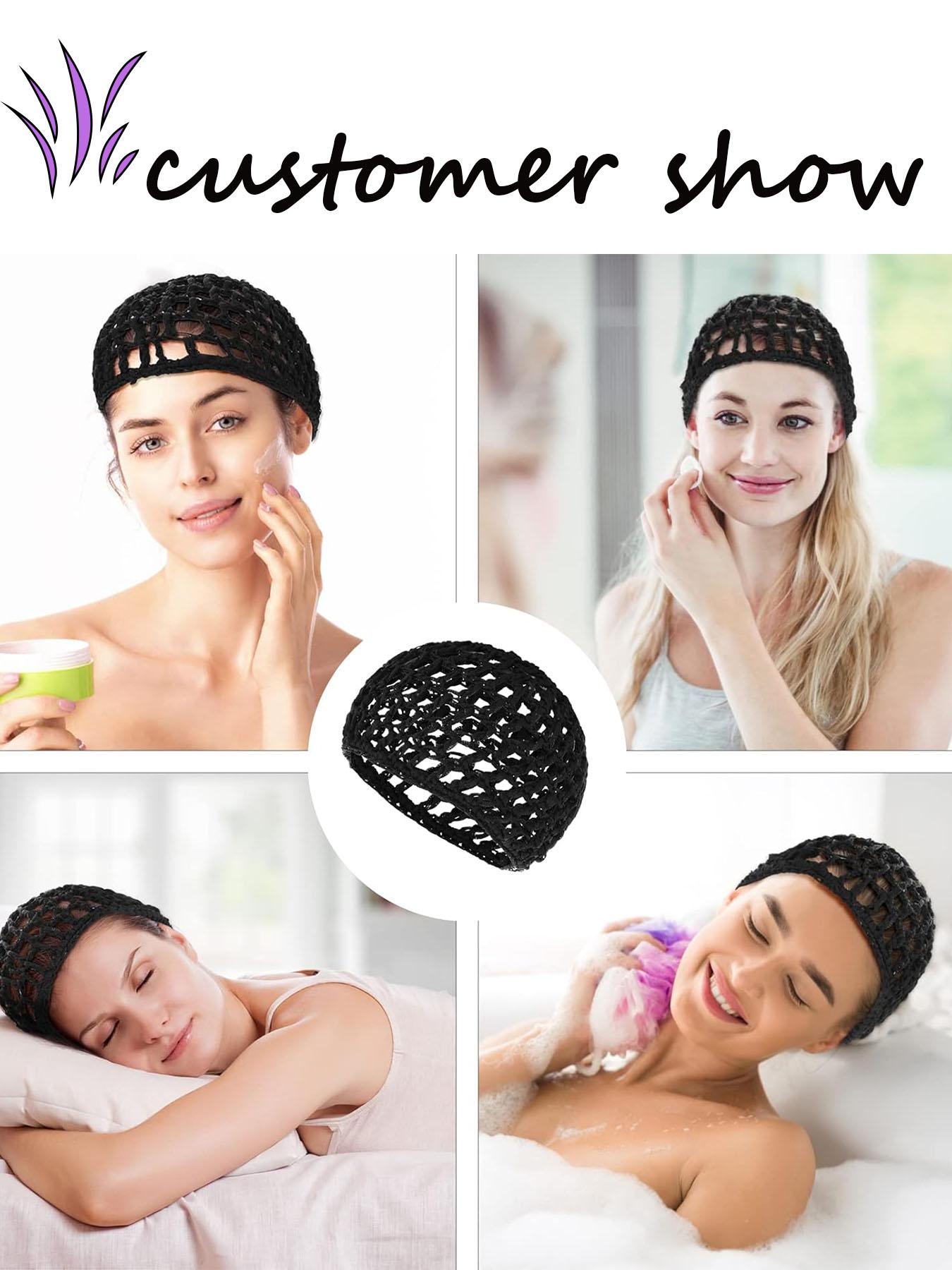 2 PCS Hair Nets Cap Sleeping Hairnet Snoods Wrap Bonnets Long Straight Curl Wig Head Protector Black Mesh Wrapping Crochet Wave Cook Hats Bun