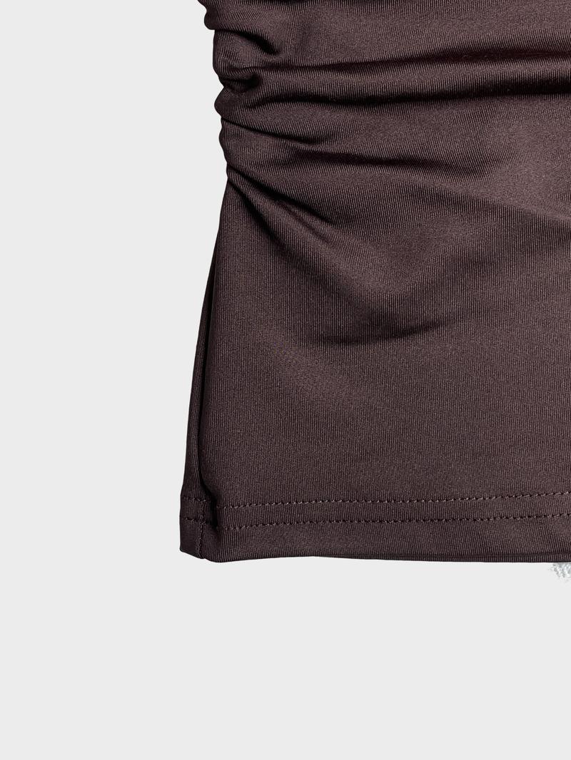 1 Piece  Valentine's Day Asymmetric Shoulder Ruched Crop Top | Euro-American Y2K Vibe | Cropped Design + Cold Shoulder Detail | Eye-Catching Pick for Weekend Shopping / Music Festivals