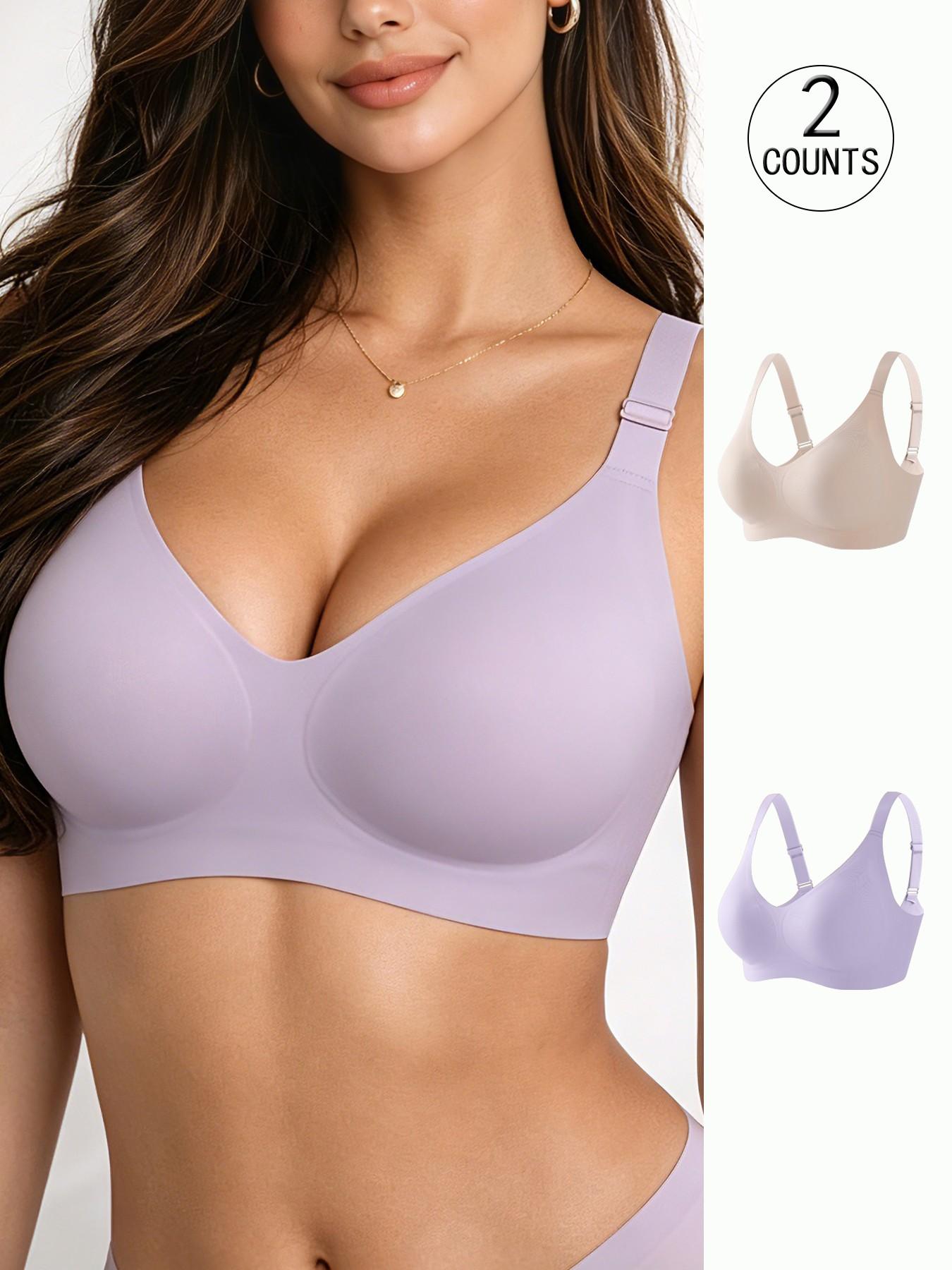 2 pack / 6 colors, high-quality women's seamless jelly bra, four rows of three hooks, push-up and lift, adjustable sports vest, suitable for daily wear, parties, yoga, comfortable, breathable and skin-friendly, women's underwire-free bra.