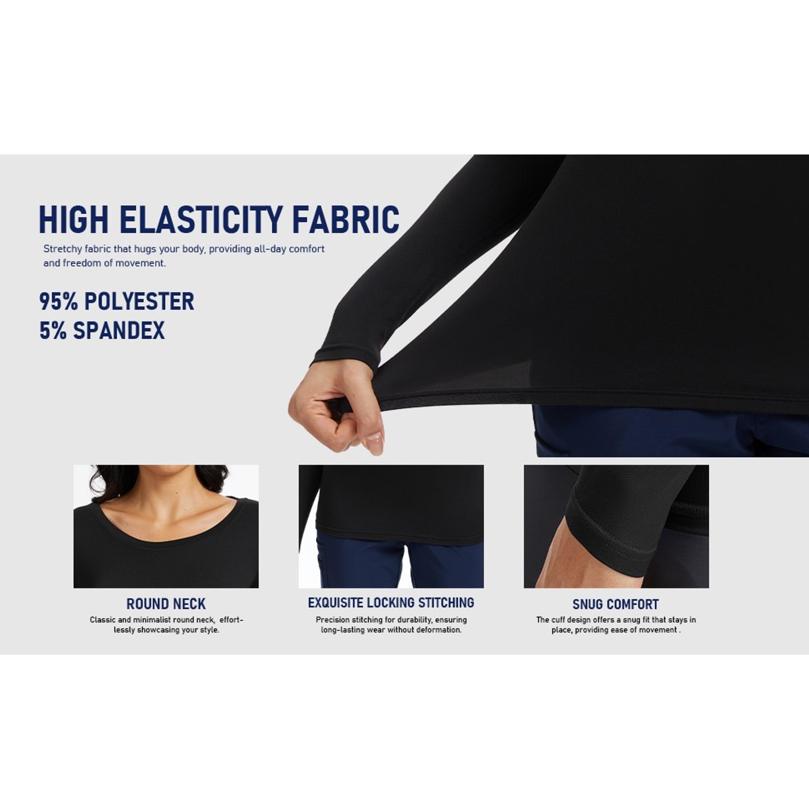 3 Pack Women's Long Sleeve Underscrub Crew Neck Comfort Tee - Ultra Soft Base Layer for Scrubs, Nursing & Medical WorkwearGift