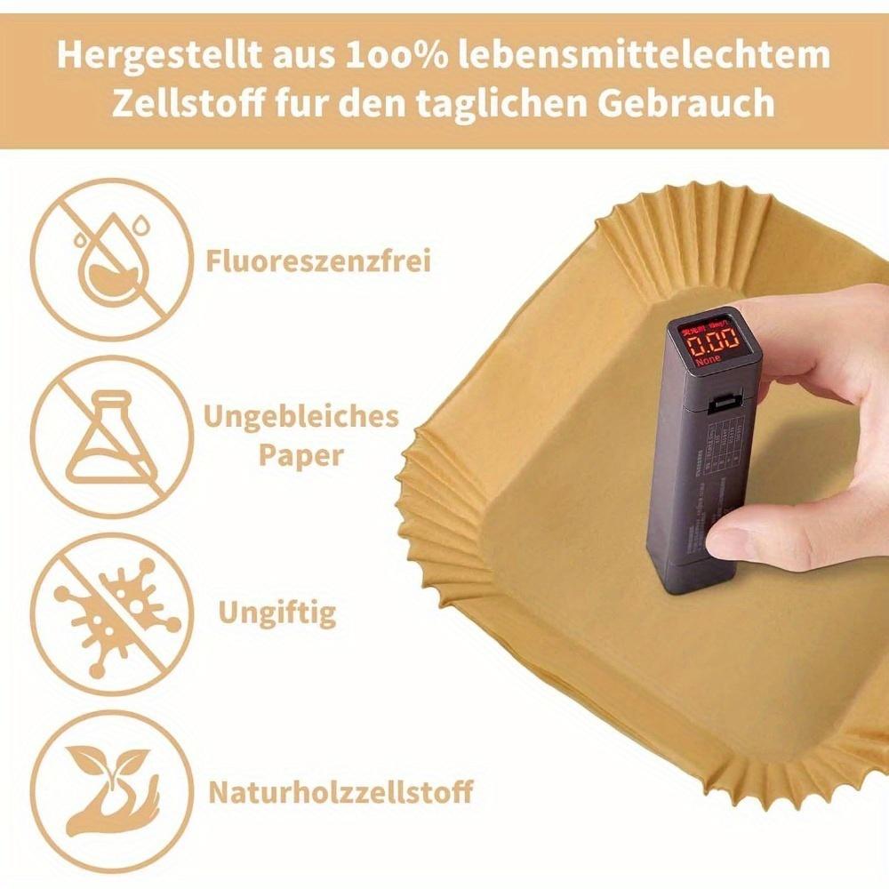 100pcs Non-Stick Air Fryer Paper Liners, Heat Resistant, Oil-Proof, with Flange, for Oven Microwave Grill, Easy Cleaning