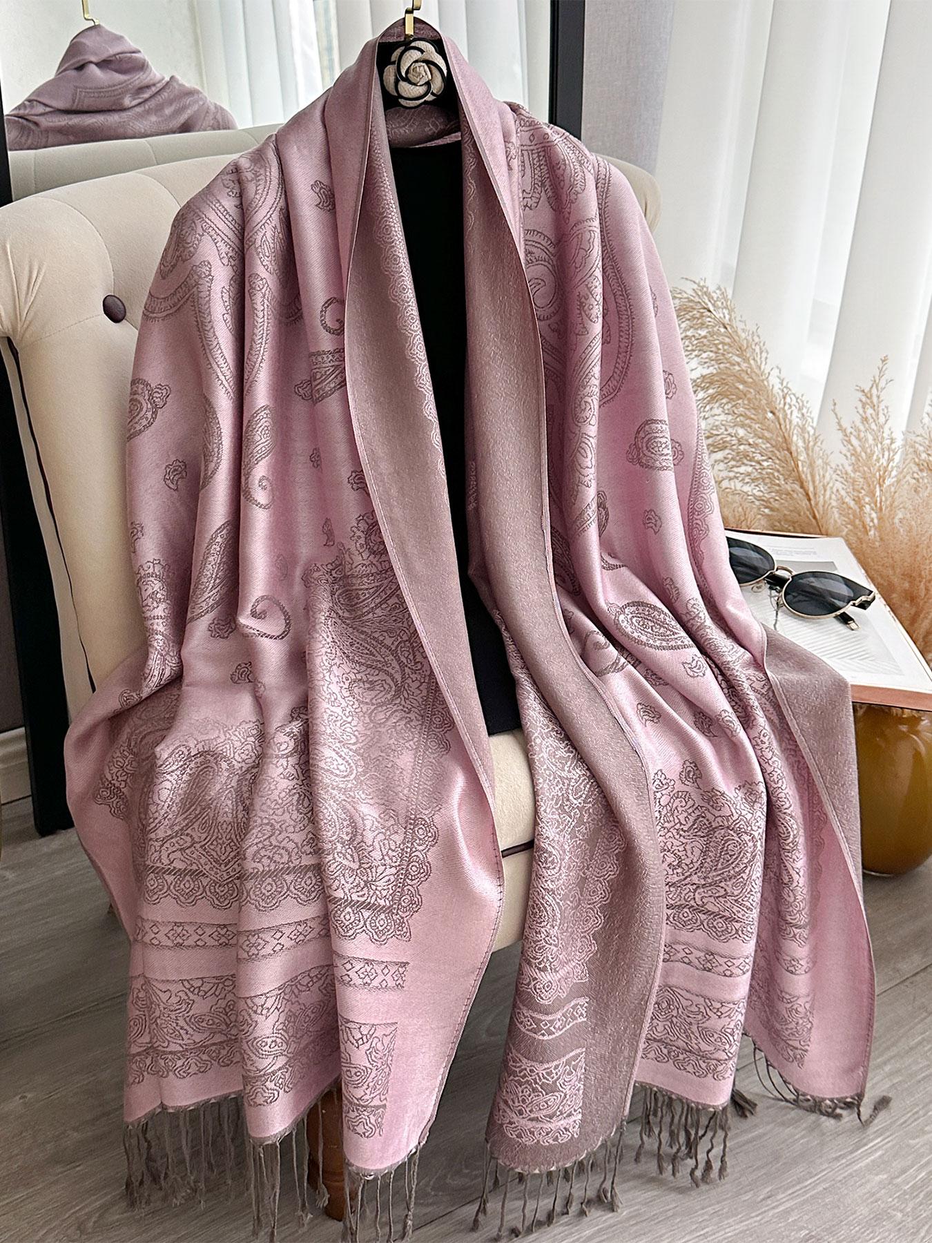 Women's Boho Style Paisley Print Long Scarf, Casual Trendy Tassel Design Shawl for Daily Wear, Fashion Accessories for Women & Girls