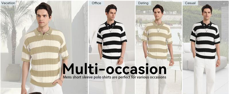 HYPESTFIT Men's Striped Casual Collar Short Sleeve SweaterRegular Fit Casual Lightweight Half Sleeve Pullover!for Summer, Fashion Men's Knitwear for Daily Wear HYPESTFIT Men's Striped Casual Collar Short Sleeve SweaterRegular Fit Casual Lightweight Half Sleeve Pullover!for Summer, Fashion Men's Knitwear for Daily Wear