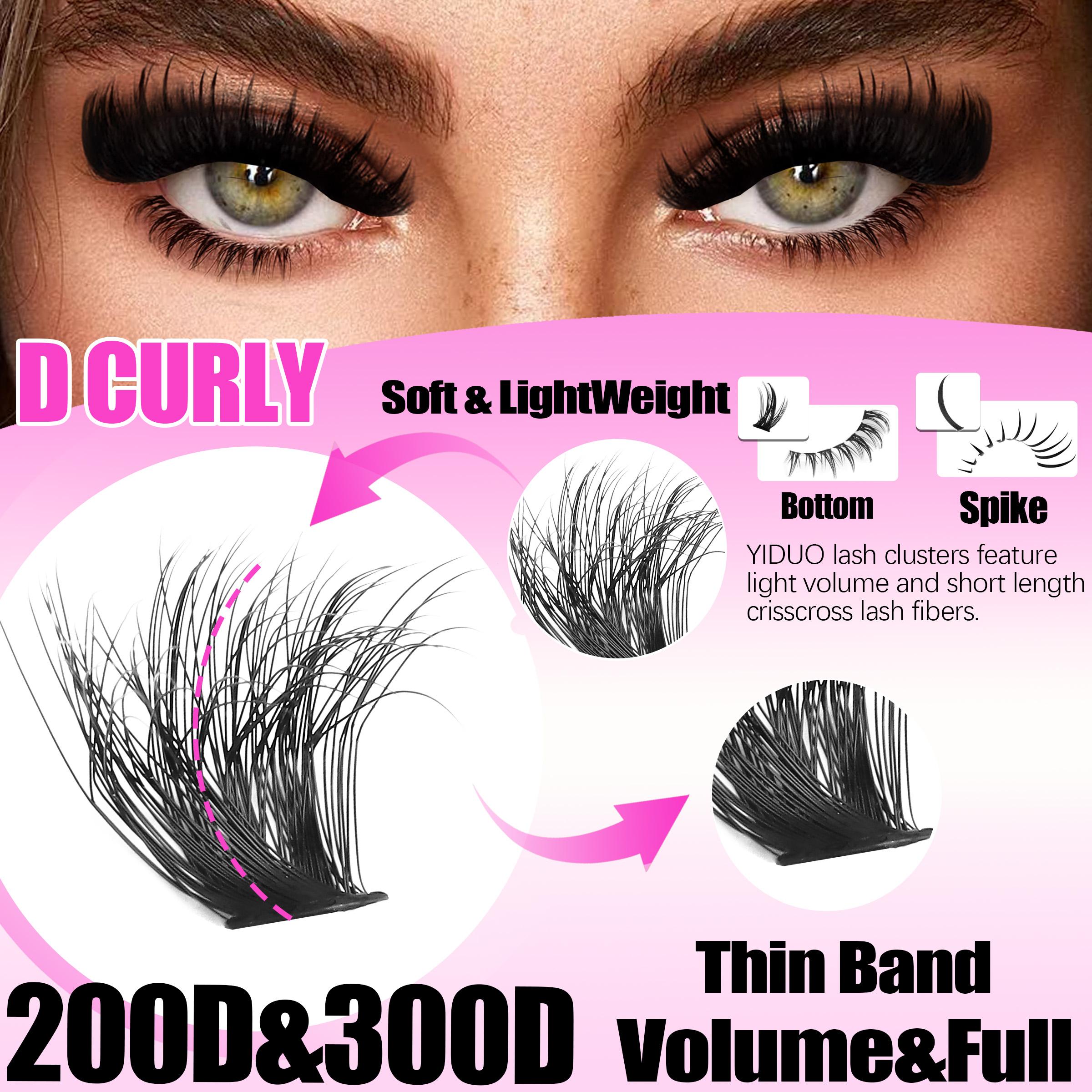 YIDUO 4 Styles DIY Volume Eyelash Cluster Kit, 200D/300D/Bottom/Spike Lashes, 5-20 mm D-Curl Eyelash Extensions Kit 440 Pcs with Lash Bond and Seal, Lash Remover, Lash Tweezers and Eyelash Brush for Easy DIY at Home YIDUO 4 Styles DIY Volume Eyelash Cluster Kit, 200D/300D/Bottom/Spike Lashes, 5-20 mm D-Curl Eyelash Extensions Kit 440 Pcs with Lash Bond and Seal, Lash Remover, Lash Tweezers and Eyelash Brush for Easy DIY at Home