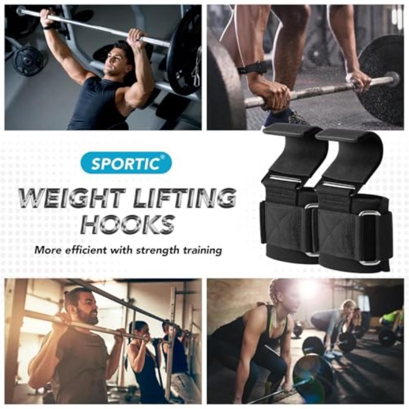 Weightlifting Hooks Set, Durable Nylon Straps with Thick Wrist Pads, Ideal for Deadlifts, Pull-Ups, Rowing, Shoulder Raises, Gym Training