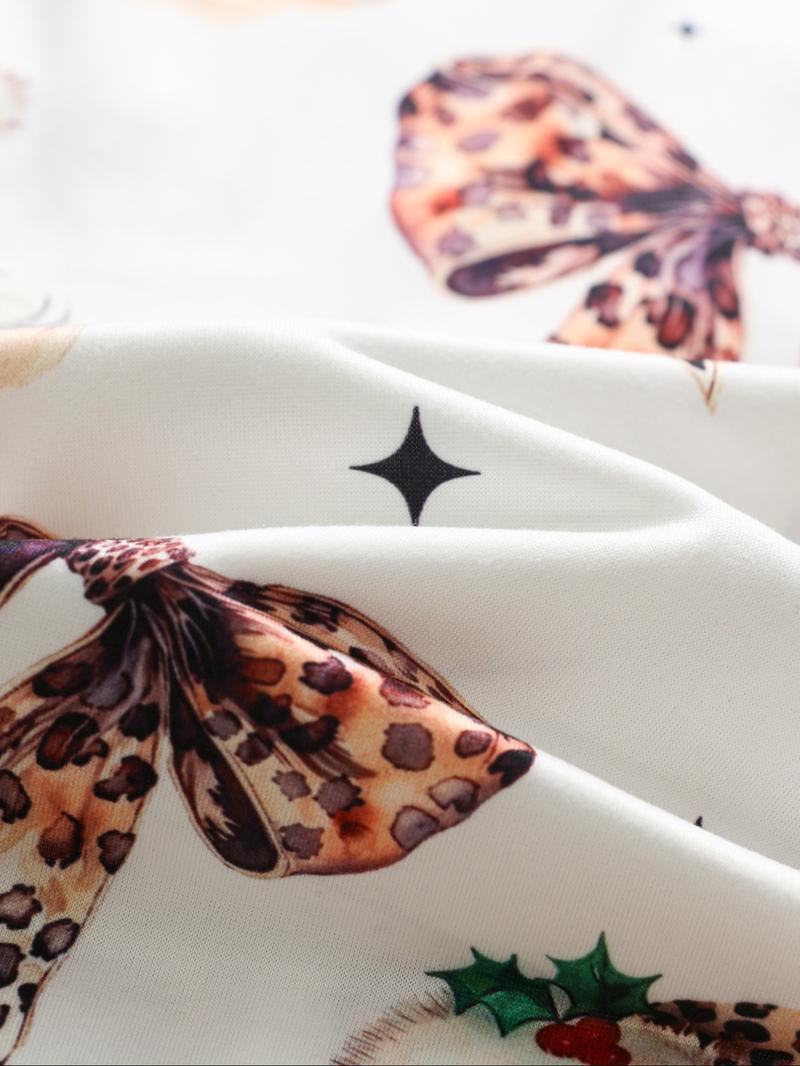 Women's Christmas Leopard Santa Claus Pajama Set, Long Sleeve Sleepwear & Pants, Elegant Fitted Nightwear for All Seasons