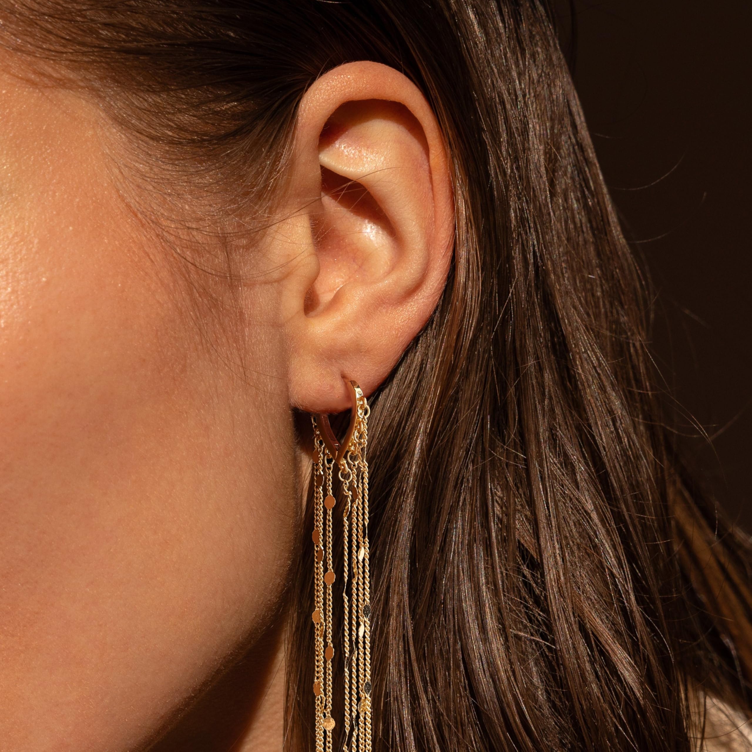 Tewiky 14K Gold Plated Long Tassel Earrings for Women,Chain Tassel Threader Earrings Trend Dangling,Trendy Hypoallergenic Bride Party Prom Jewelry and Women Gifts For Mother's Day gifts tiktokshopbacktoschool