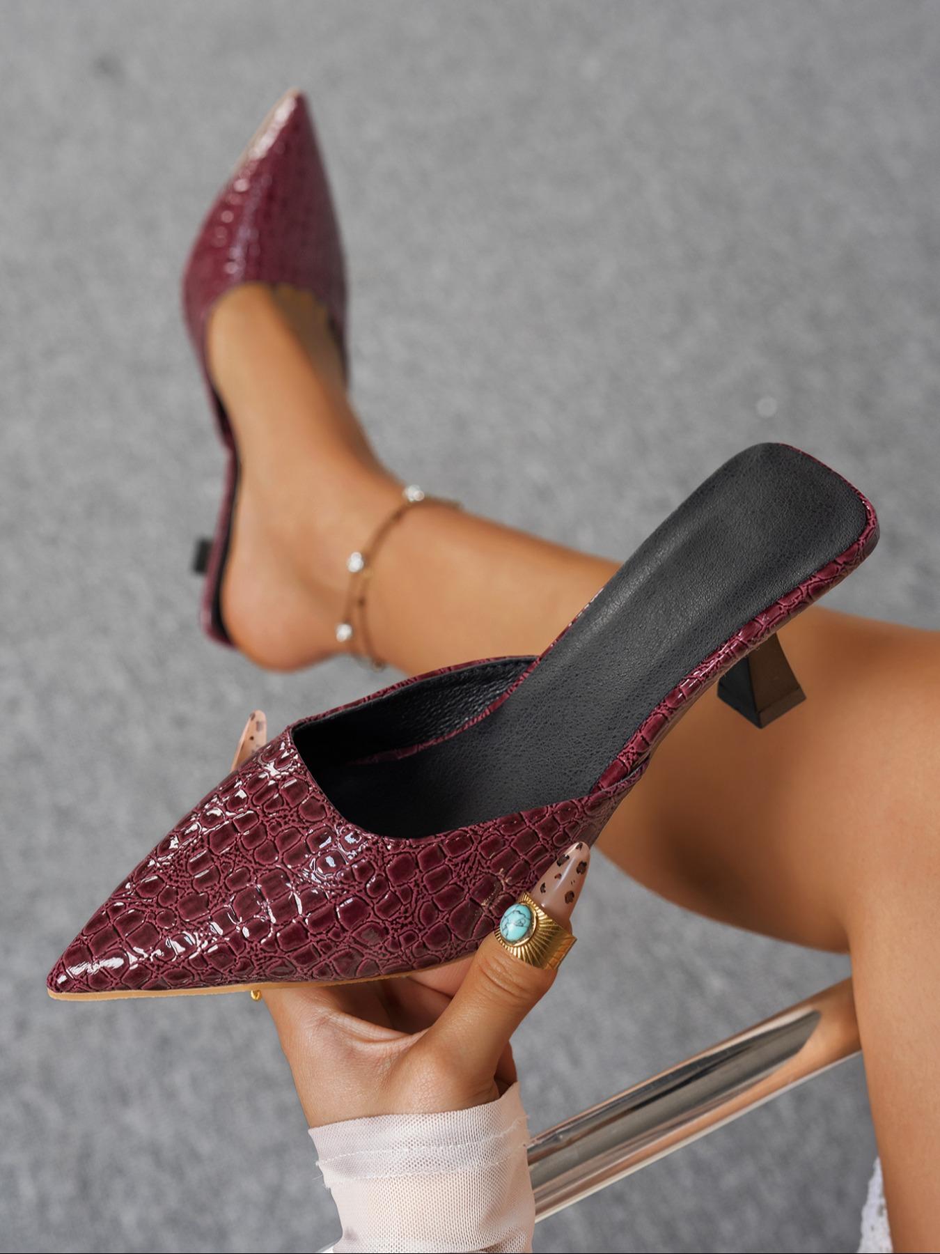 Women's Fashionable Snakeskin Print Slip on Heels, Elegant Pointed Toe High Heel Shoes for Party, Daily Clothing Decor for Women & Girls, Classy