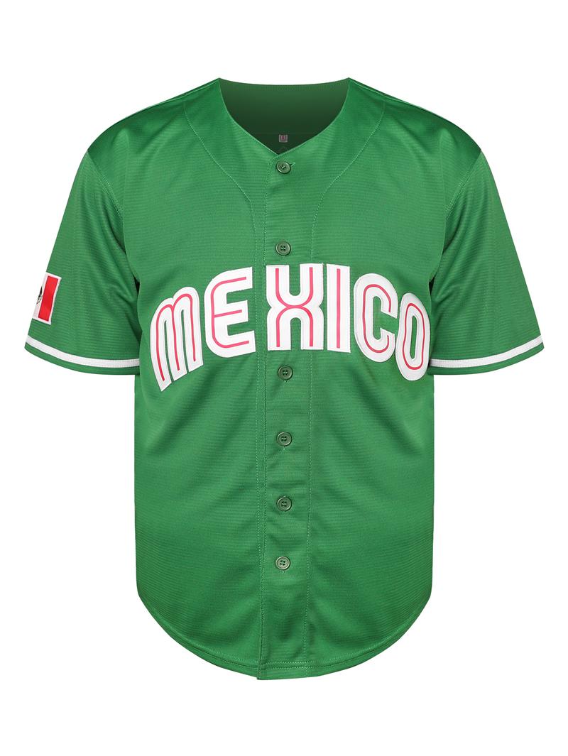Men's Letter & Number Print Short Sleeve Mexico Baseball Jersey, Loose Sporty V Neck Baseball Top, Men's Sport & Outdoor Clothing for All Seasons, Boys Clothing Christmas gifts Men's Letter & Number Print Short Sleeve Mexico Baseball Jersey, Loose Sporty V Neck Baseball Top, Men's Sport & Outdoor Clothing for All Seasons, Boys Clothing Christmas gifts