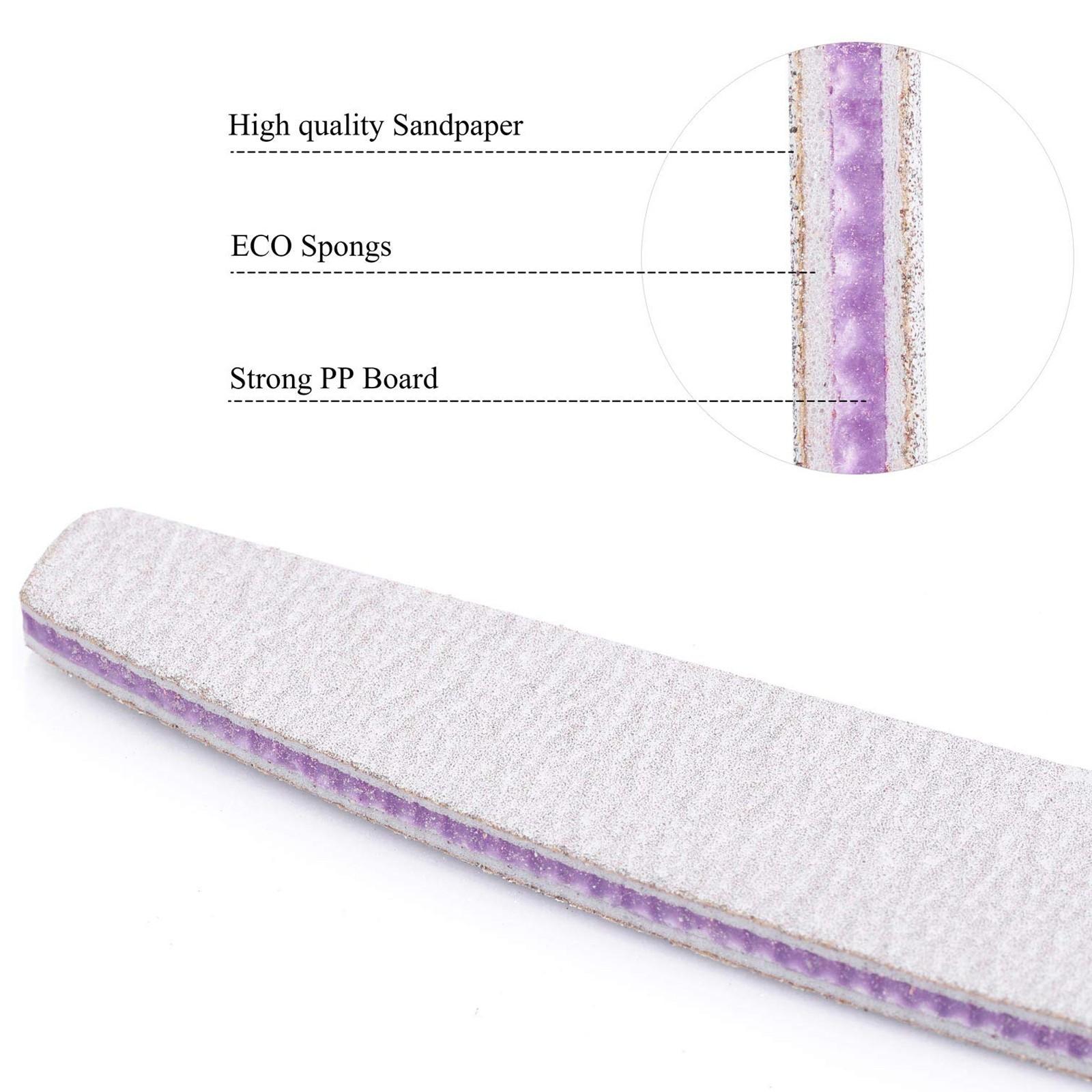 80/100 Grit Nail File (Pack of 10), Sandboard Suitable for Acrylic and Gel Nails, Double-sided Nail File, Professional Nail File, Reusable