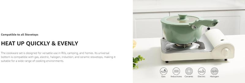 【New Year Sale】Redchef Removable Handle Pots And Pans Non Stick, Ceramic Cookware Set, RV Cookware Set, Non Toxic Pots And Pans Set No PFAS & PTFE & PFOA, Detachable Pots And Pans, Dishwasher & Oven Safe