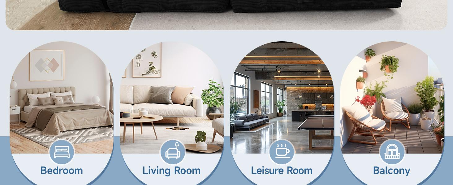 【SPOTLIGHT DAY】ONBRILL Folding Couch Sofa Bed, Convertible Sleeper Chair, Corduroy Portable 4 in 1 Fold Out Chair to Floor Lounger, Couches for Living Room, Single