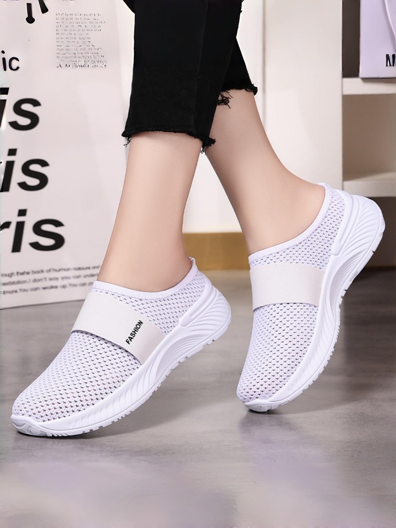 Women's Slip-On Mules for All Seasons, Breathable Mesh Upper, Anti-Slip Thick Sole, Fashion Casual Sandals, Comfortable Walking Shoes