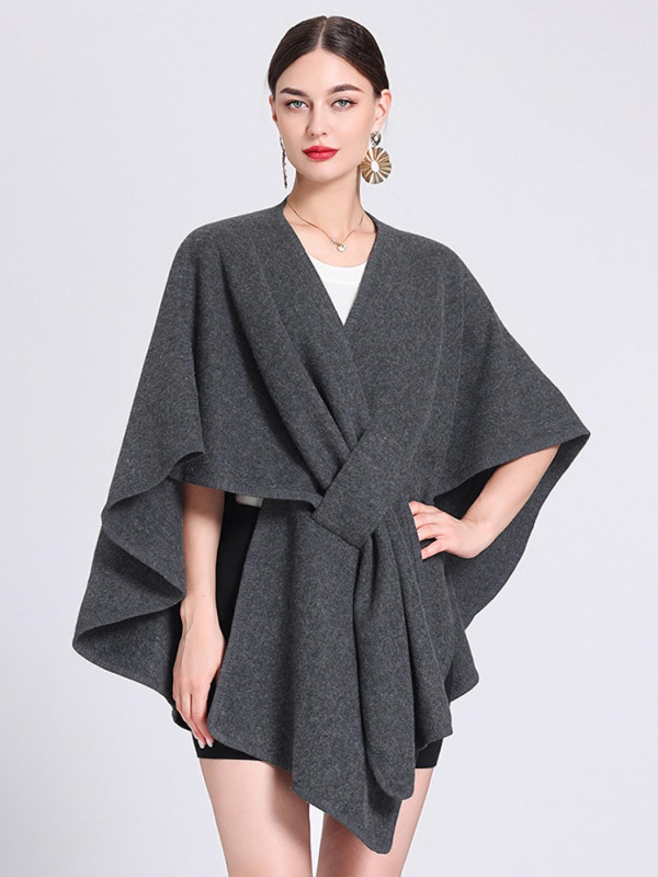 Women's Keyhole Detail Cape Shawl, Casual Elegant Wrap Shawl for Daily Wear, Fashion Accessories for Women & Girls, Trendy Solid Shawl