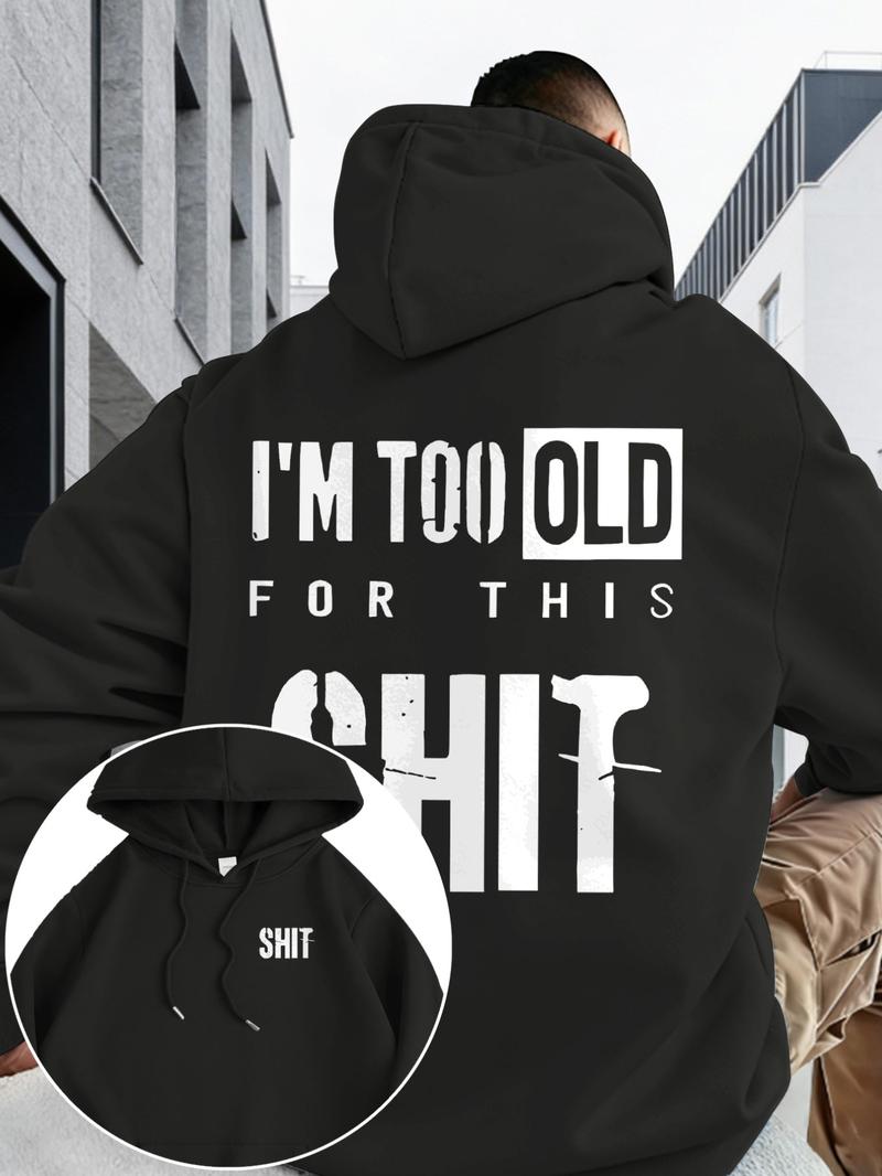 Men's Fall Winter Hooded Sweatshirt, Emotion Style Print, Casual Fitted Design, Drawstring Pocket, Warm Multi-Color Options