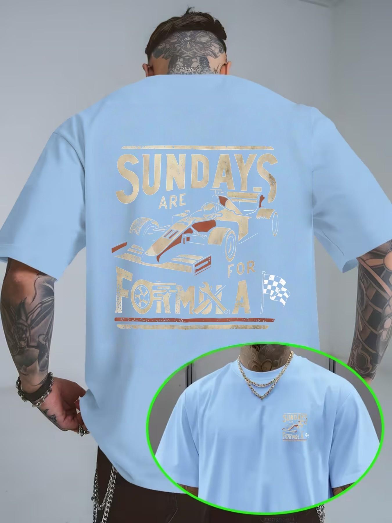 F1 Racing Print Vintage Cotton Short Sleeve T-Shirt, Casual Loose Fit, Home Wear, Daily, Tiktok Trend, Comfortable Unisex Top