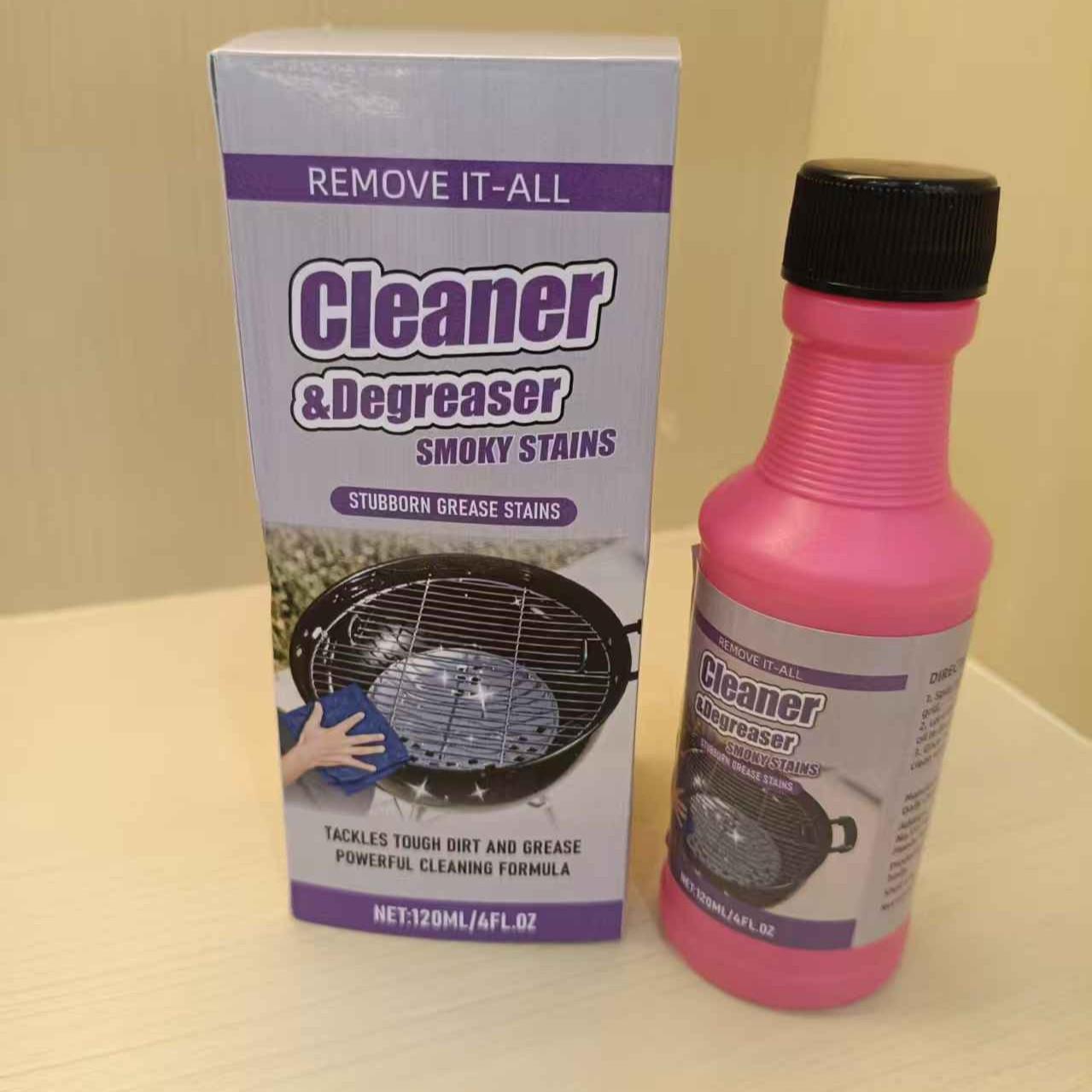 120ML BBQ Non-toxic, Heavy Duty, No Residue Grill Cleaner Degreaser Spray, All-Purpose Smoky Stain & Grease Remover, Fast-Acting Deep Cleaning Formula