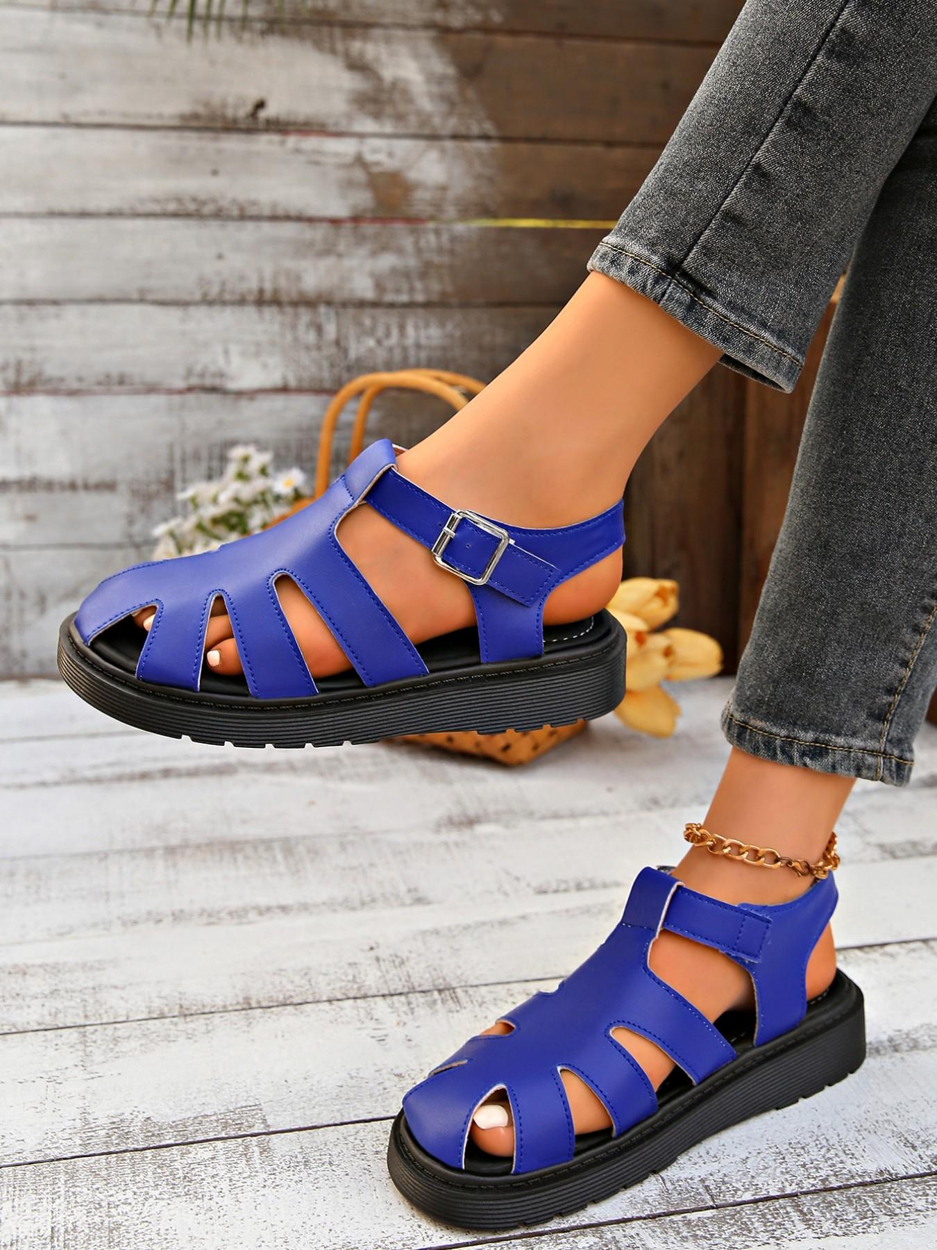 Thick Sole Sandals, Summer New Fashion, Versatile Toe Cover Roman Shoes, Height-Boosting Casual Beach Shoes, Trendy and Comfortable