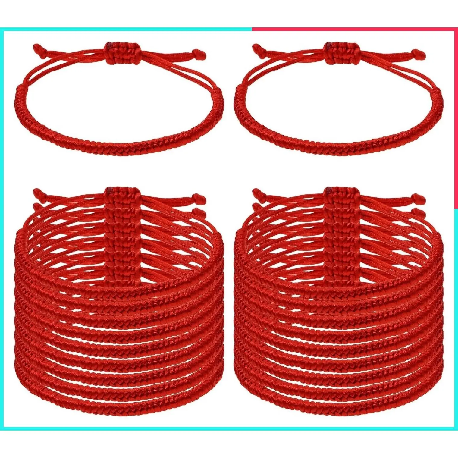 6/20Pcs Adjustable Braided Red String Bracelets Good Luck Cord Bracelet for Men Women Protection Success Friendship Graduation Birthday Lovers Gift