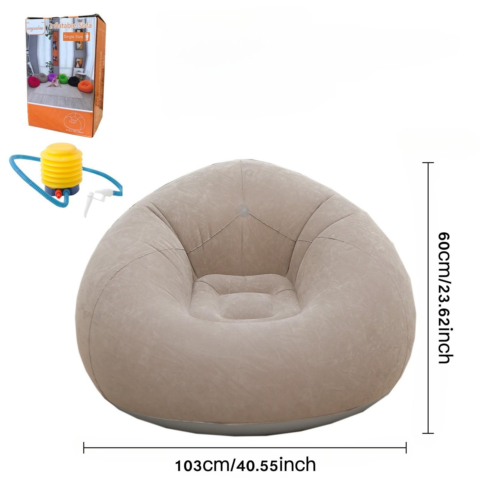 Inflatable Plush Lazy Sofa, Single Person Ball Shaped Air Couch, Foldable Outdoor Leisure Chair, Comfortable and Portable