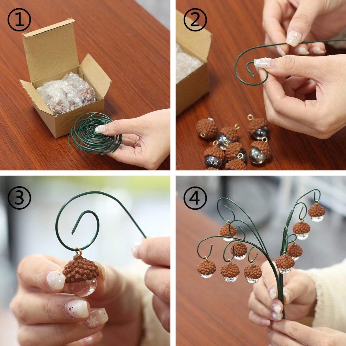 9 Piece Resin Acorn Hanging Decor Set, Fairy Garden Outdoor Decorative Accessories, Miniature Statue Decorations, Micro Landscape, Bonsai Craft Decoration, Garden Sculptures, Home Decor