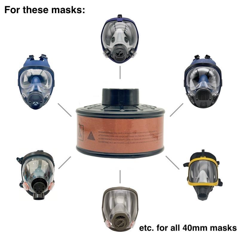 Lightweight 40mm Full Face Gas Mask Filter Canister, Dust Proof Toxicity Protection, Long Usage Time, Compatible with Full Face Masks