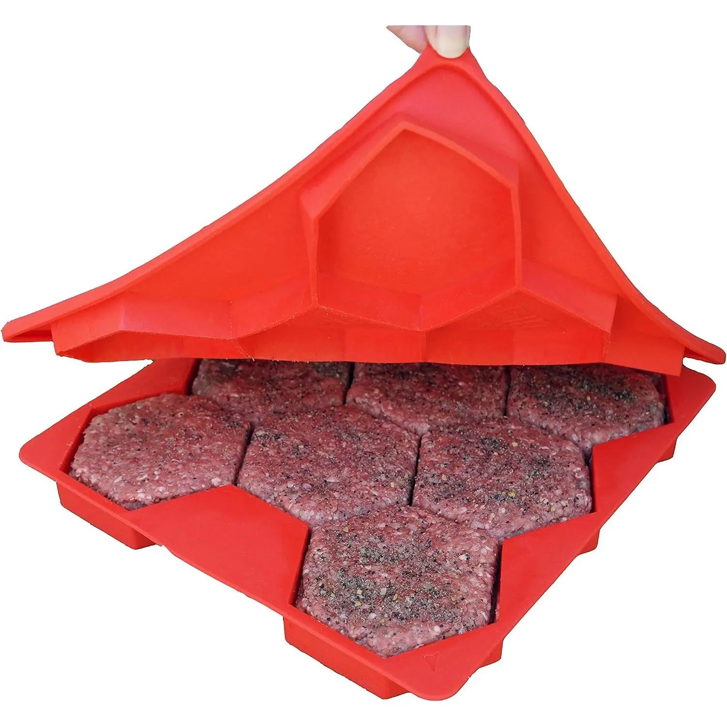 Innovative 8-in-1 Burger Press and Freezer Container Makes 8 Quarter-Pound Burgers 32 Oz., Tasty Amazing Burgers, Easy-To-Clean and Dishwasher Safe