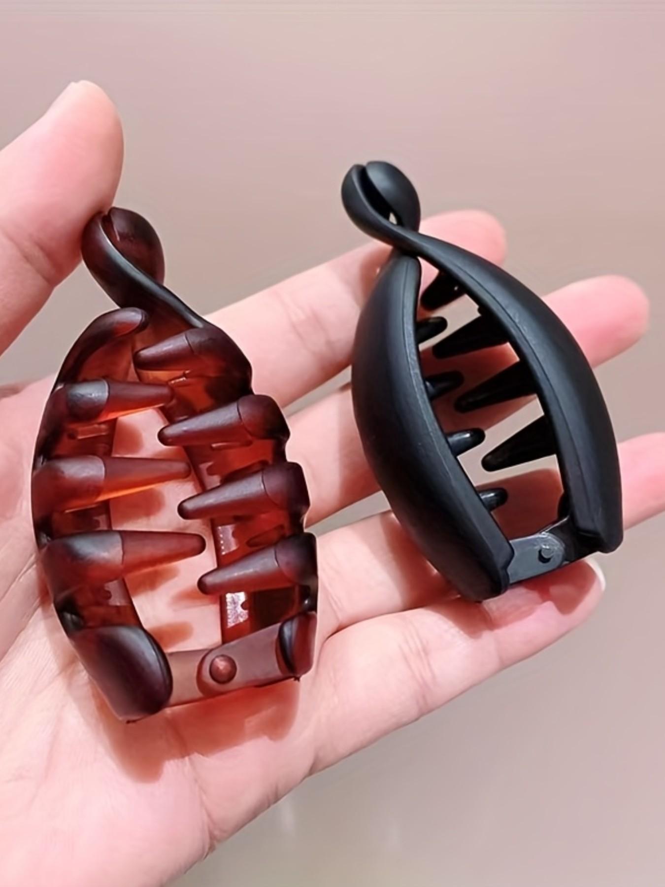 3 Pcs Women's Non-Slip Banana Hair Clips, Vintage Oval Leopard Print, Amber and, Ideal for Ponytails, Buns, Curly Hairstyles