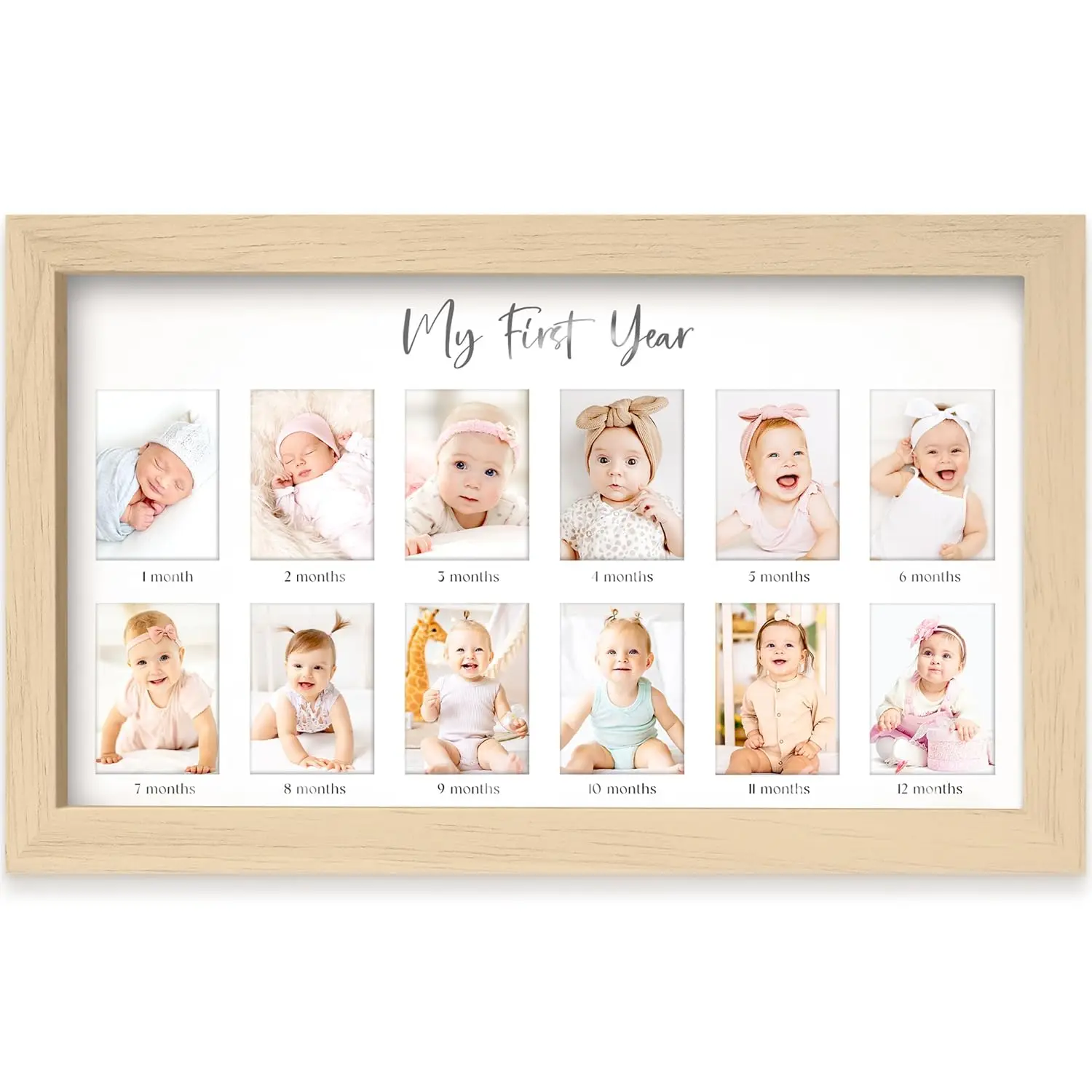 12 Months My First Year Baby Picture Frame Ash Wood