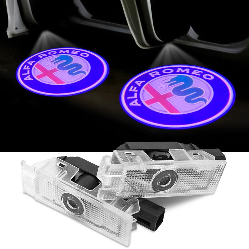 LED Car Door Logo Projector Ghost Shadow Welcome Lights Accessories Led Step Lights For Alfa Romeo 159 147 156 4C 8C 166 Giulia Giulietta Mito GT Stelvio Brera Spider