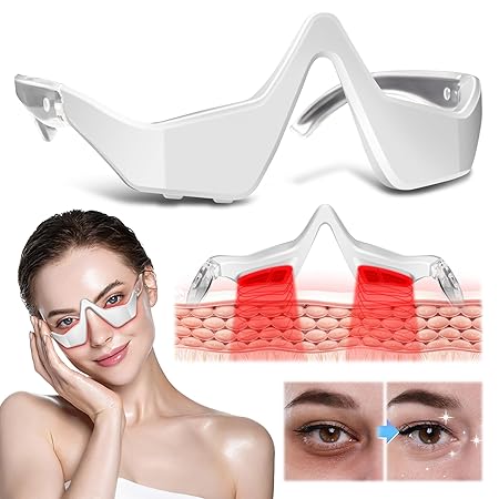Under Eye Light Therapy Massager Glasses, 2 Modes Light Therapy for Eyes, with Eye Massage for Dark Circles, Eye Bags, Relieve Eye Fatigue Under Eye Light Therapy Massager Glasses, 2 Modes Light Therapy for Eyes, with Eye Massage for Dark Circles, Eye Bags, Relieve Eye Fatigue