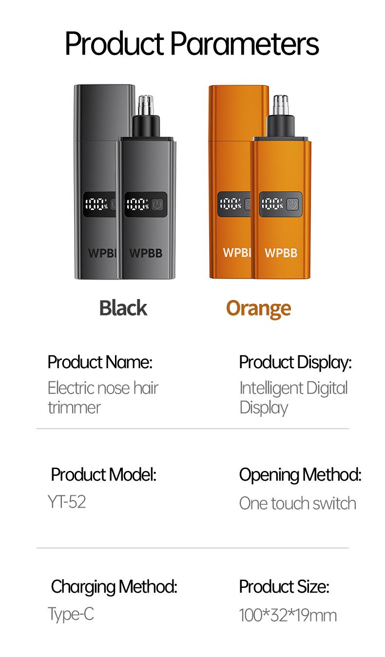 WPBB Electric Nose Hair Trimmer,Professional Painless Eyebrow & Facial Hair Trimmer for Men Women,Led Display Nose Clipper,Nose and Ear Hair Trimmer Travel,Easy to Clean,Gifts for Men Women