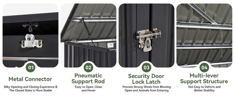 80 Cu. Ft Outdoor Trash Can Storage, 5.6x3.3 Ft Outdoor Storage Shed, Horizontal Metal Shed w/Lockable Doors & Waterproof Lid Chain - Holds Trash Cans, Toys, Garden Tools for Garden/Backyard/Patio