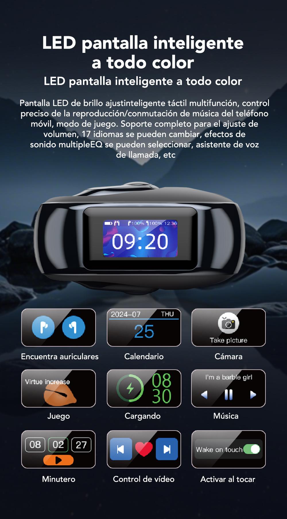 MINISO MS193 AI Translation Earbuds Open Ear Wireless Headphones 134 Languages Translatable Bluetooth Smart Earphones with APP LCD Screen Display Charging Case