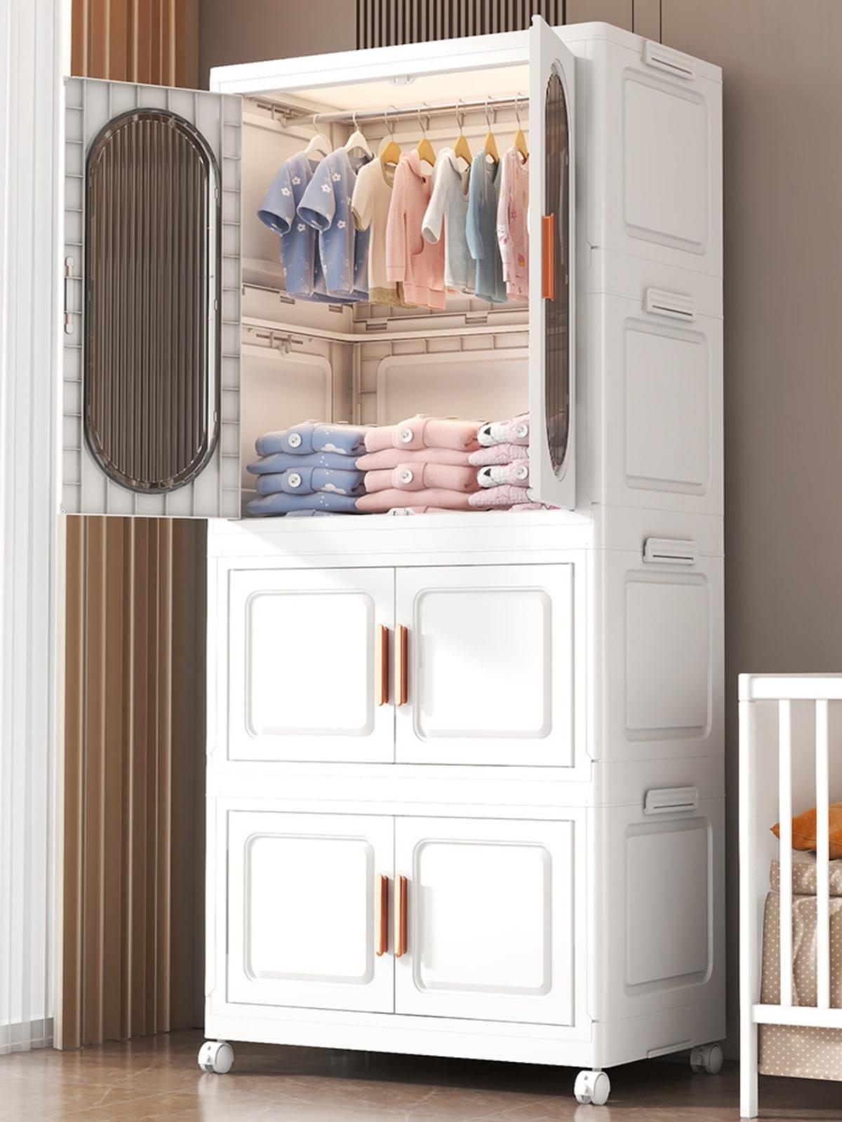 Collapsible Storage Closet - Multi-Functional Portable Wardrobe with Hanging Rod, Large Capacity Clothes Organizer for Dorm & Rental Apartments, Quick Setup Mobile Closet System, cabinet hanger