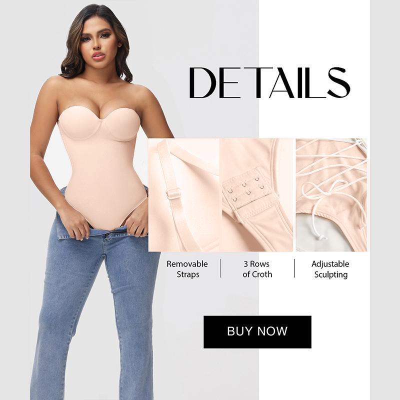 JOSHINE SHAPER Valentine's Day Gifts Large Cup Corset Body Shapewear Women's Strapless Back Tie Basic Sleeveless Pleated Stretch Top Sexy Bodysuit Minimalist Womenswear