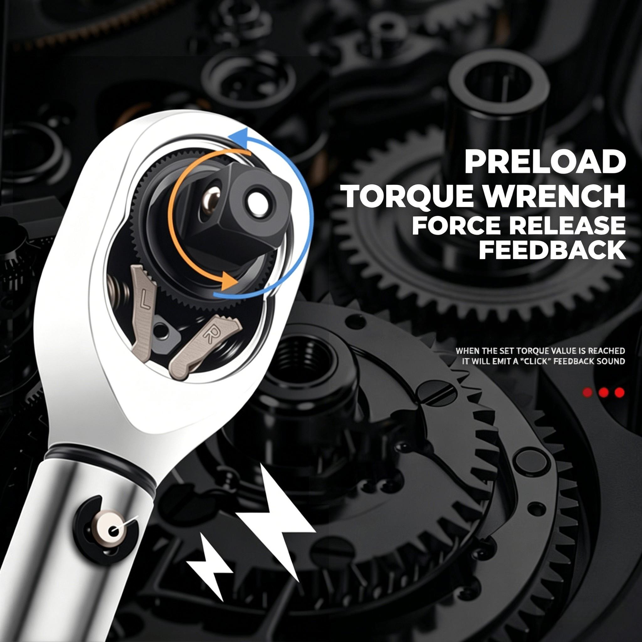 Torque Wrench 3/8" Drive Click Square Ratchet, 19-110nm Adjustable Hand Spanner, High Torque Range, Quick Adjustment, Metal Material
