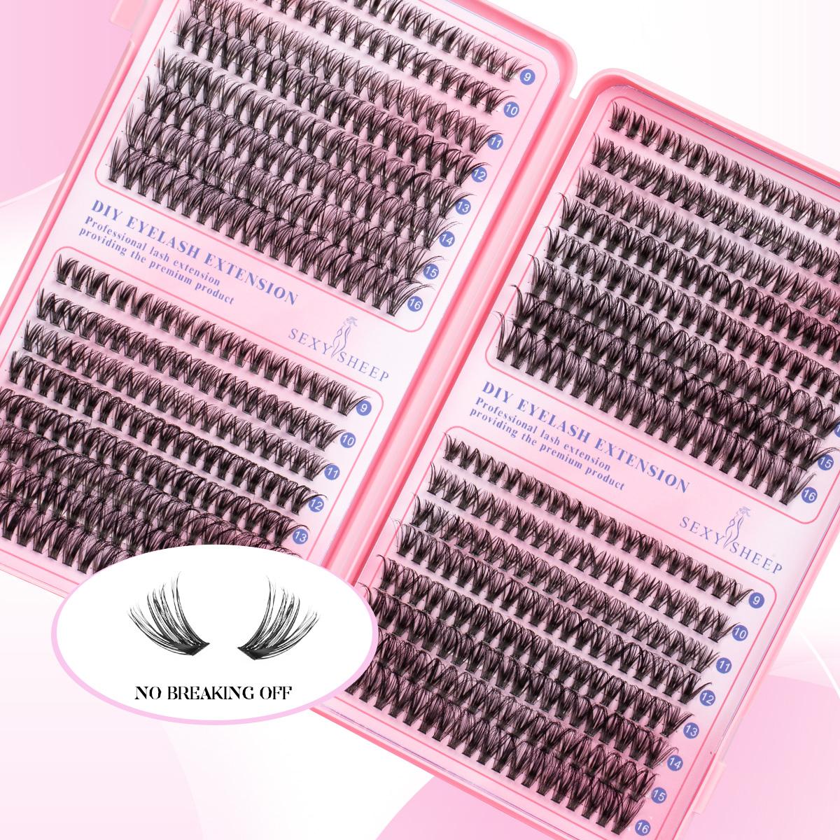 Lash Clusters Kit Natural Individual Lashes Wispy Eyelash Extensions 9-16mm DIY Lash Extension Kit Lash Bond and Seal Waterproof, Lash Applicator, Thick False Eyelashes Kit Makeup