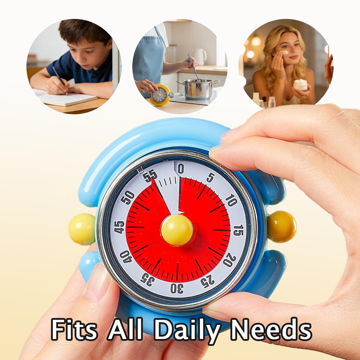 Kitchen Must-Have! Visual, Time Management Timer, 60-Minute Mechanical Magnetic Stainless Steel Timer, Visual Countdown Reminder for Kitchen Cooking & Student, Kitchen Egg Timer