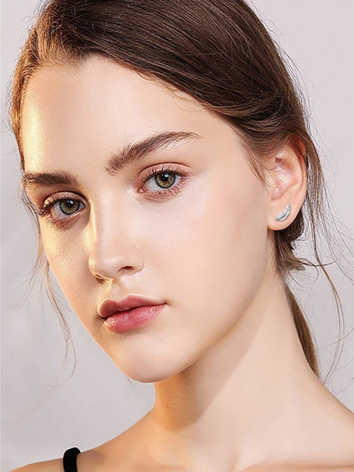 23 Pcs Silvery Multi-Piercing Earring Set for Women Men Stackable Styles in Hypoallergenic Stainless Steel Sparkling CZ Studs Lovely Tiny Feather Butterfly Heart Pendants Minimalist Mini Hoops for Diversified Layered Ear Styling