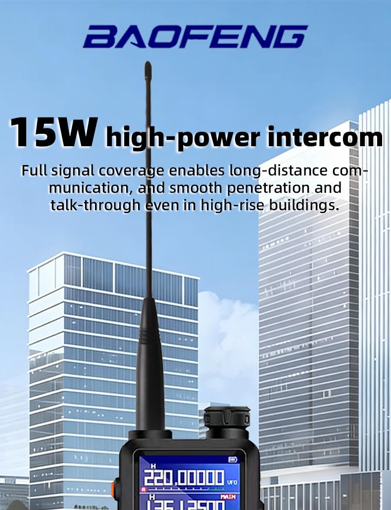 UV-5RH dual band bidirectional wireless intercom 15W high-power multi band 999CH transceiver wireless replacement frequency portable handheld intercom suitable for outdoor camping exploration and convoy tourism transportation essential equipment