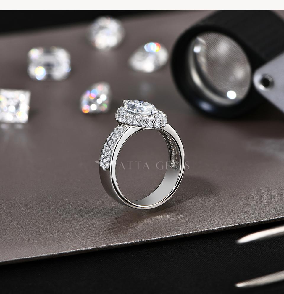 2CT Marquise Cut D Color VVS1 Synthetic Moissanite Ring for Women daily Wear Special Gift R184