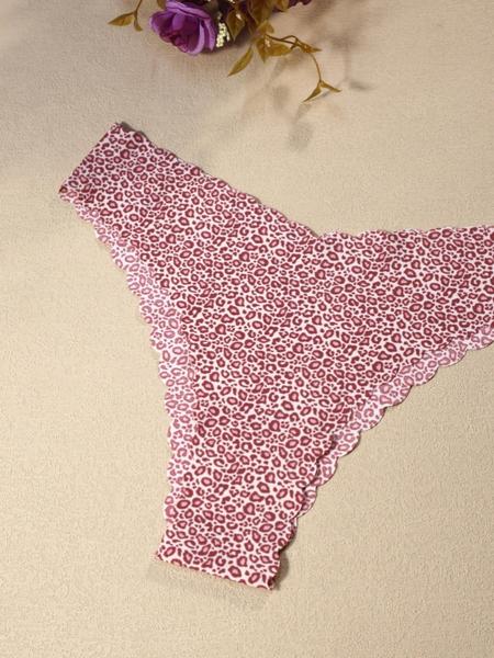 Women's Winter Panties 10 Pack, 5 Solid Colors + 4 Leopard Prints + 1 Cherry Print, Seamless, Fitted, Moderate Fabric, All Seasons, Scallop Trim Panty, Seamless High Elasticity