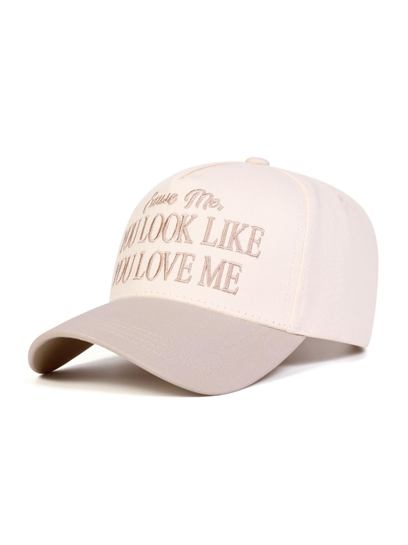 Unisex You Love Me Letter Baseball Cap, Funny Cap, Adjustable Outdoor Sun Protection Hat, Casual Woven Fitted Cap for Spring & Fall Travel, Adjustable Snapback Cap