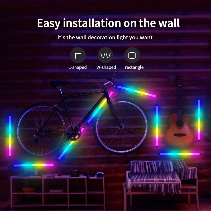 5V Smart RGB-IC lamp tube ,Corner atmosphere lamp, Modern Mood Lighting, Music Sync, Wireless Home Decor, APP Control, Ideal for Living Room, Bedroom, Gaming TV, Halloween Decoration,USB power supply, controlled bymobile app,Ambient lights