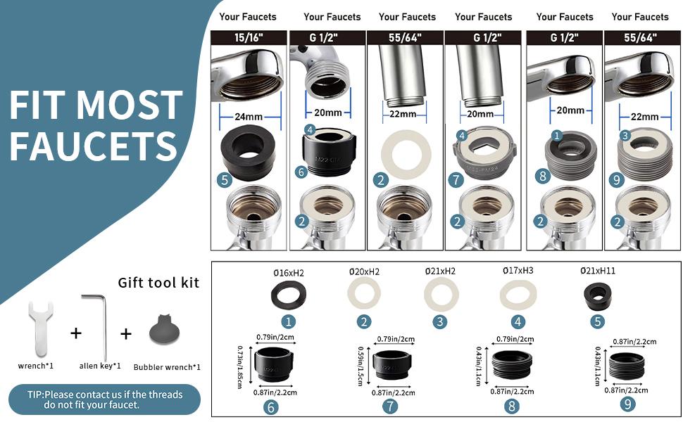 1080° Rotating Faucet Aerator Extender, Large-Angle Water Nozzle Faucet Adapter, Universal Splash Filter Kitchen Tap Extension