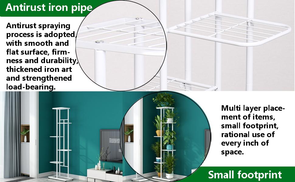 6 Tier 7 Pot Metal Plant Stand for Indoor & Outdoor Use - Rust-Free Iron Plant Organizer Rack with Round Feet for Balcony, Living Room, or Garden Corner