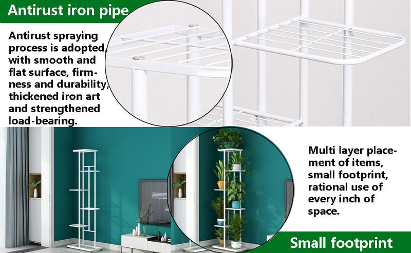 6 Tier 7 Pot Metal Plant Stand for Indoor & Outdoor Use - Rust-Free Iron Plant Organizer Rack with Round Feet for Balcony, Living Room, or Garden Corner