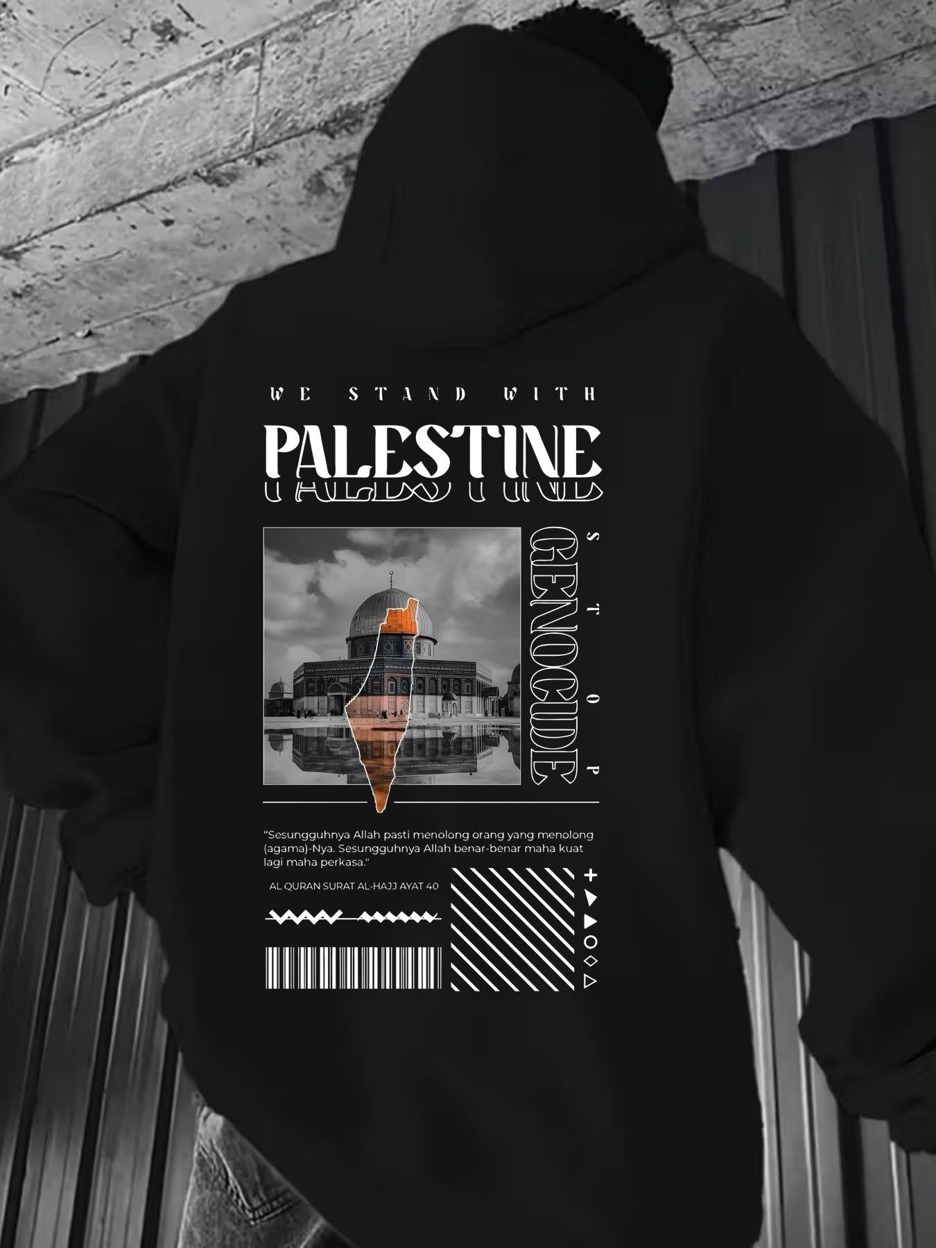 Palestinian Dome Mosque Print Hoodie, Street Style Casual Sweatshirt, Perfect for Travelers, Students, Couples, Art Lovers