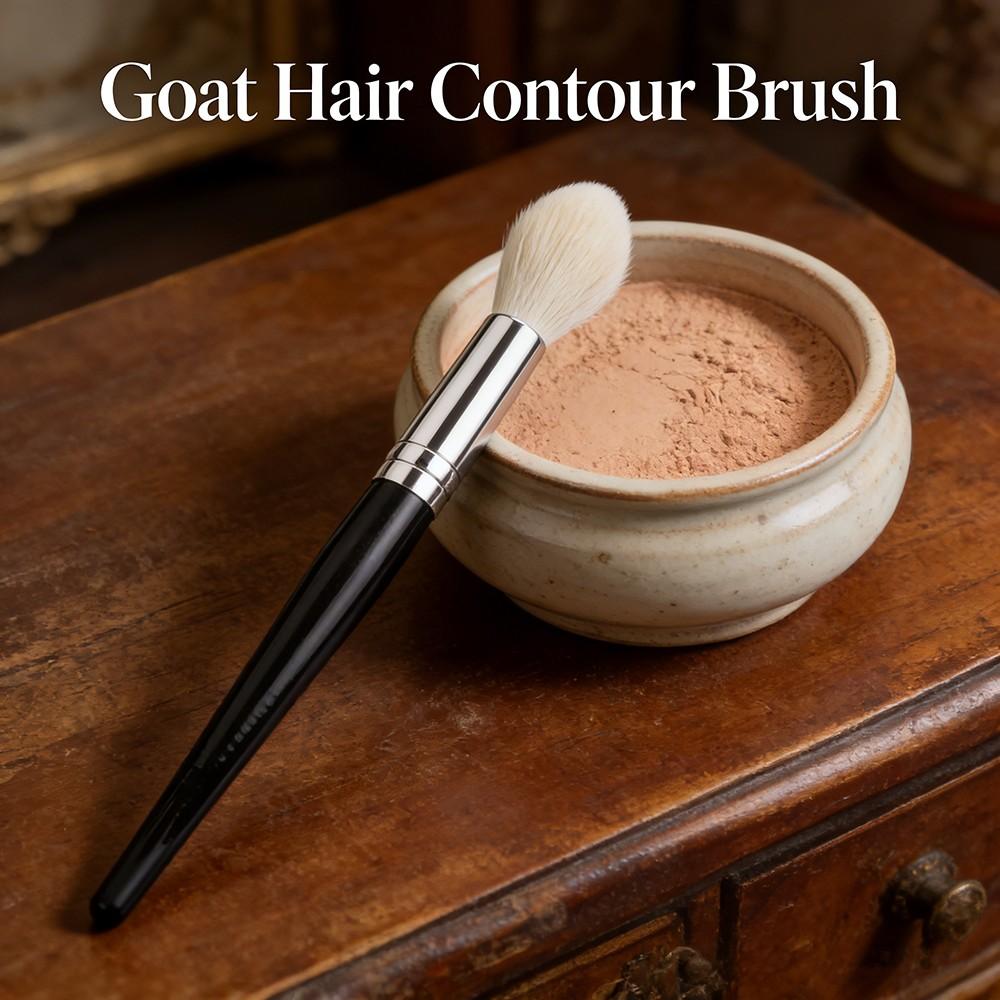 Goat Hair Contour Brush, Face Contour Powder Blush Highlight, Tapered Makeup Tool, 100% Goat Hair, Sculpting Makeup Brush 002